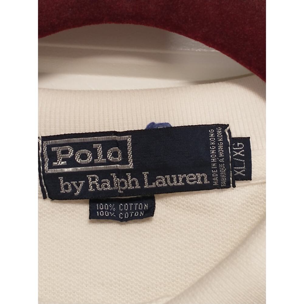 Vintage Polo by Ralph Lauren Mid Sleeve Polo. Men's XL. White. - Picture 3 of 5